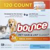 image:imageBouce Bounce Pet Hair and Lint Guard Mega Dryer Sheets for Laundry Fabric Softener with 3X Pet Hair Fighters Unscented Hypoallergenic 120 Count120 Count Pack of 1