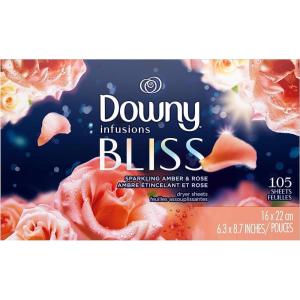Downy Calm Mega Dryer Sheets, Large Fabric Softener Sheets for Laundry , Static Guard & Softness Boost, Laundry Dryer and Fabric Sheets, 180 Count(105 Count (Pack of 1))