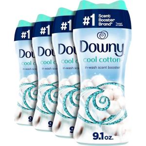 Downy In-Wash Laundry Scent Booster Beads, Cool Cotton, 9.1 Oz (Pack of 4)