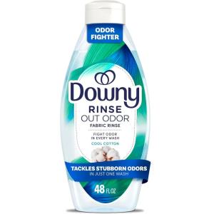 Downy RINSE & REFRESH Laundry Odor Remover and Fabric Softener, Safe on ALL Fabrics, Gentle on Skin, HE Compatible, Cool Cotton, 48 fl oz (Pack of 4)(192 fl oz total)